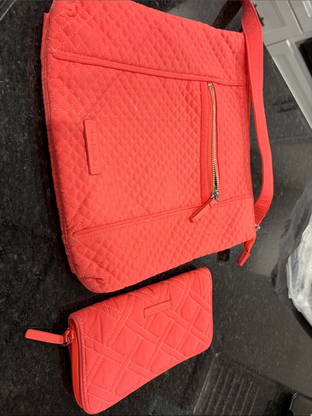 Vera Bradley Coral Quilted Crossbody Bag and matching Wallet set!